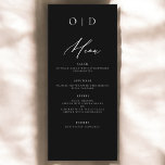 Black White Monogram Elegant Wedding Reception Menu<br><div class="desc">Introducing our Minimalist Black and White Modern Wedding Menu, a refined and elegant addition to your wedding tablescape that perfectly balances contemporary design with timeless sophistication. Crafted with precision and an eye for minimalist aesthetics, these menus are designed to elevate your dining experience and leave a lasting impression on your...</div>