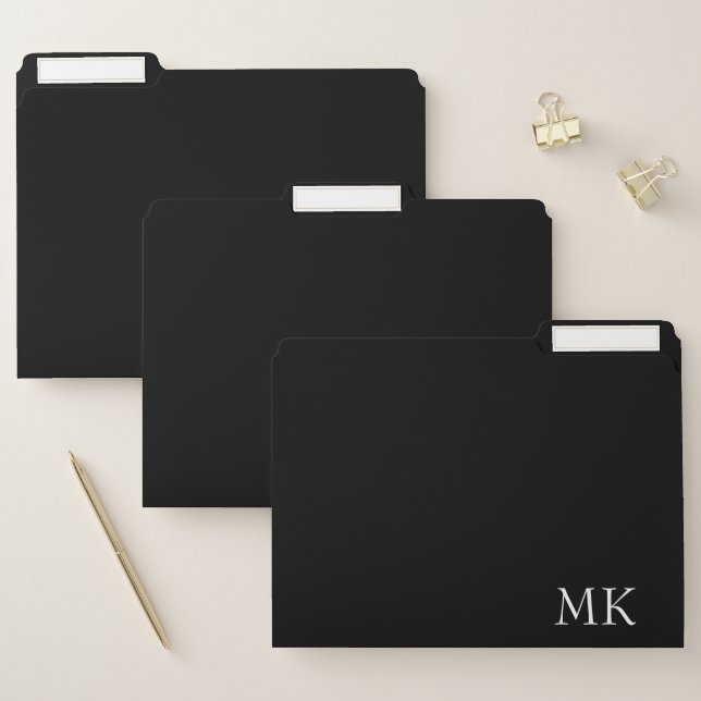 Black White Monogram  File Folder (Set)