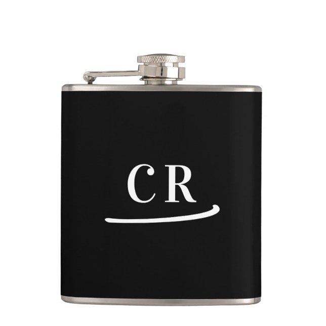Black & White Monogram Flask (Front)
