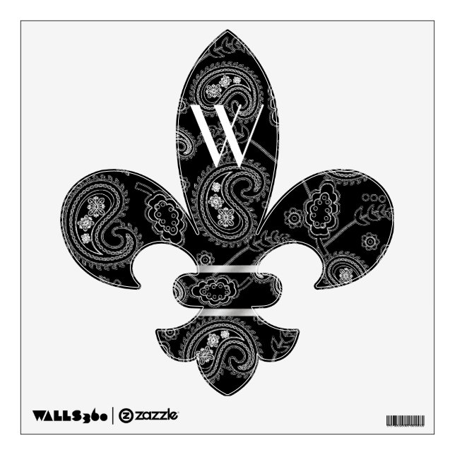 Black & White Monogram Fleur De Lis Decal (Front)