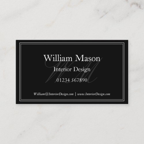 Black &amp; White Monogram Framed Business Card