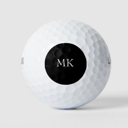 Black White Monogram  Golf Balls