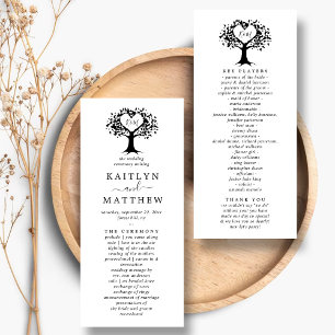 Black & White Monogram Heart Tree Wedding Program