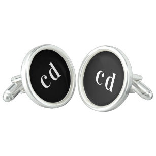 Black white monogram initails minimalist cufflinks
