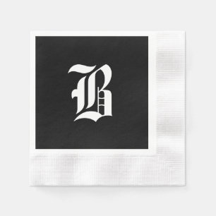 Black & White Monogram Initial B, Napkins