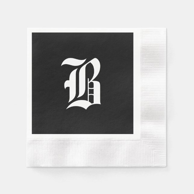 Black & White Monogram Initial B, Napkins (Front)