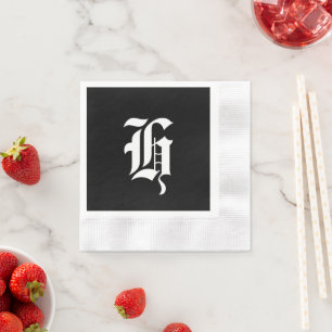 Black & White Monogram Initial H, Napkins