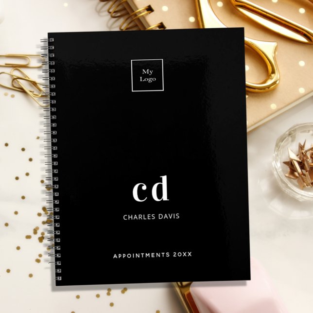 Black white monogram initials business logo 2027 planner (Creator Uploaded)