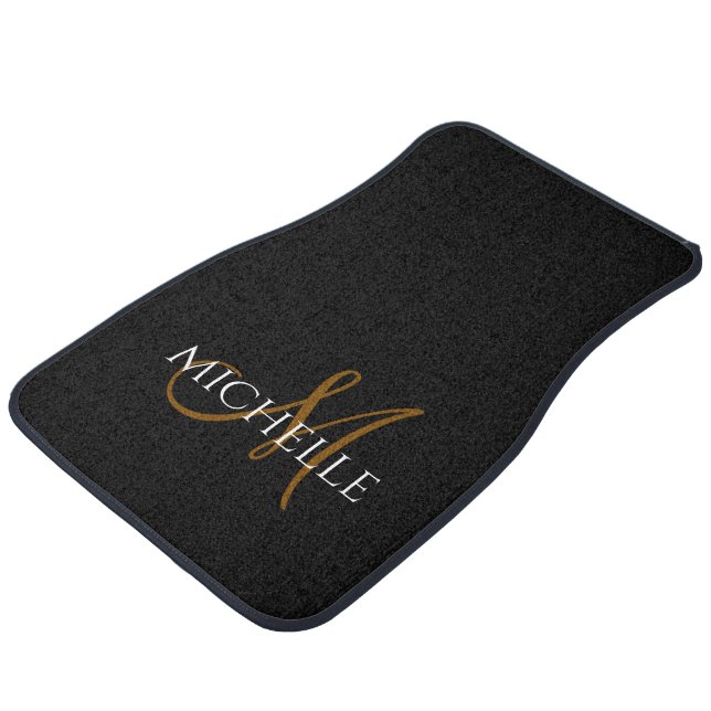  black &white monogram initials custom name car floor mat (Angled)