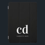 Black white monogram initials elegant modern<br><div class="desc">Black background,  and white text. Personalize and add your monogram initials and a name.  For both him and her. Minimalist and modern!</div>