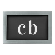 Black white monogram initials elegant modern belt buckle