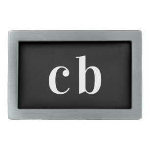 Black white monogram initials elegant modern belt buckle