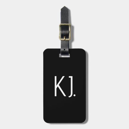 Black White Monogram Initials Gift Favor Name  Luggage Tag