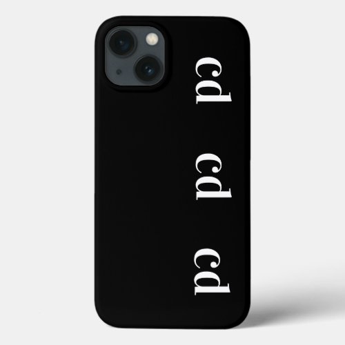 Black white monogram initials modern custom iPhone 13 case