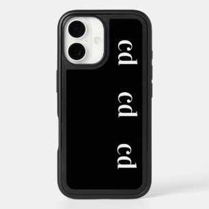 Black white monogram initials modern iPhone 16 case