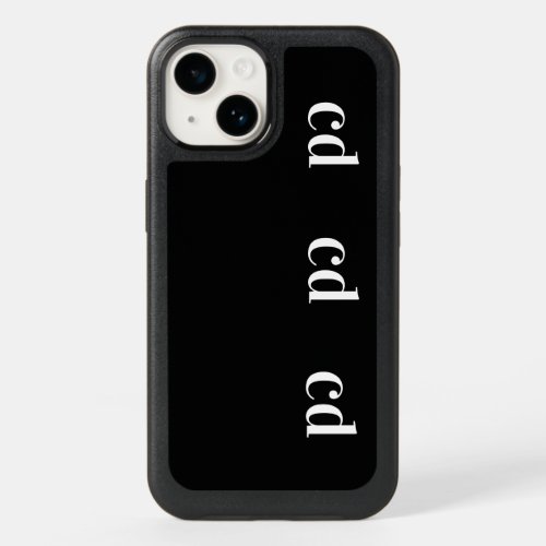 Black white monogram initials modern OtterBox iPhone 14 case