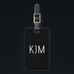Black White Monogram Initials Name Gift Favor Luggage Tag<br><div class="desc">Monogrammed initial and also personal details like name,  address,  phone number and email all of which you can edit. Designed with simple,  elegant and trendy black and white background,  you can change the color if you wish.</div>