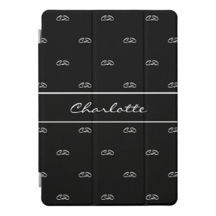 Black white monogram initials name iPad pro cover