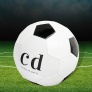Black White Monogram Initials Name Minimalist  Soccer Ball at Zazzle
