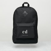 Black white monogram initials name port authority® backpack (Front)