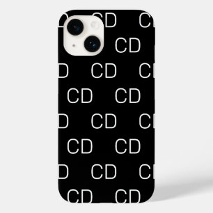 Black white monogram initials pattern Case-Mate iPhone 14 case