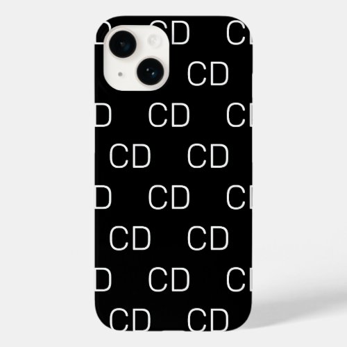 Black white monogram initials pattern Case_Mate iPhone 14 case