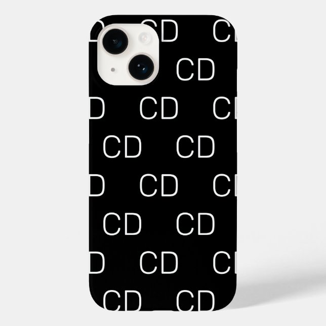 Black white monogram initials pattern Case-Mate iPhone case (Back)