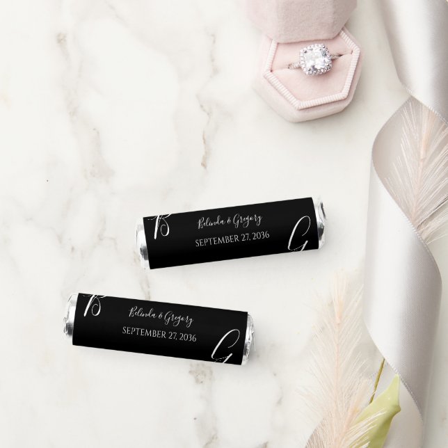 Black & White Monogram Initials Wedding   Breath Savers® Mints (Wedding)
