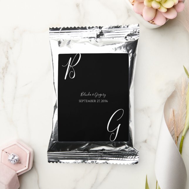 Black & White Monogram Initials Wedding Coffee Drink Mix (Wedding)