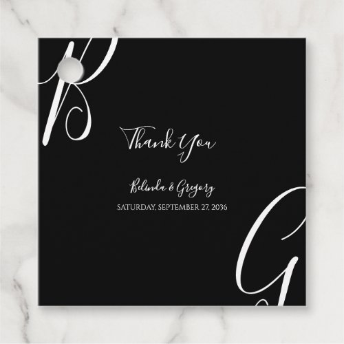 Black  White Monogram Initials Wedding Gift Favor Tags