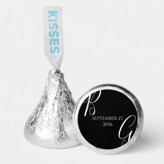Black & White Monogram Initials Wedding  Hershey®'s Kisses® (Front)