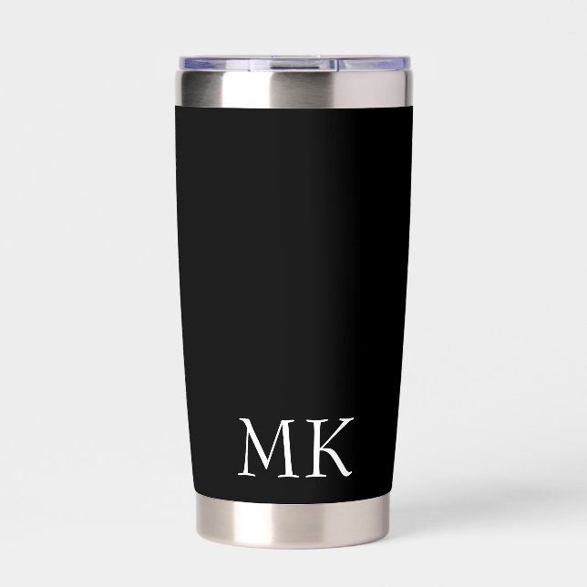 Black White Monogram  Insulated Tumbler (Front)