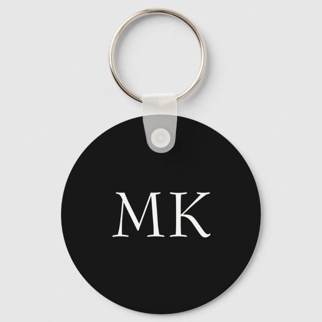Black White Monogram  Keychain (Front)