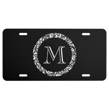 Black & White Monogram License Plate