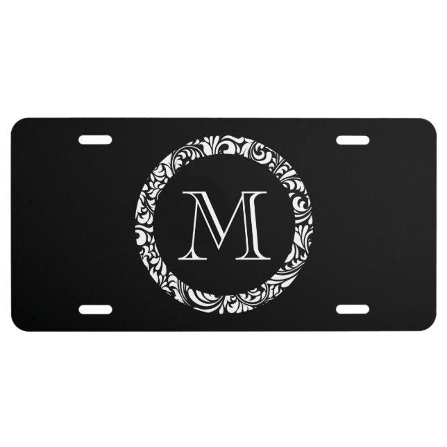 Black & White Monogram License Plate (Front)