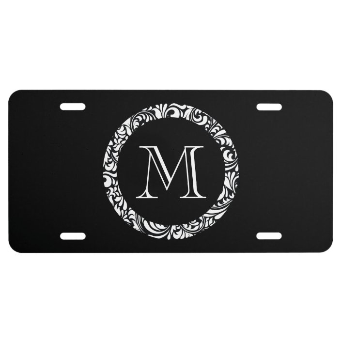 Black & White Monogram License Plate
