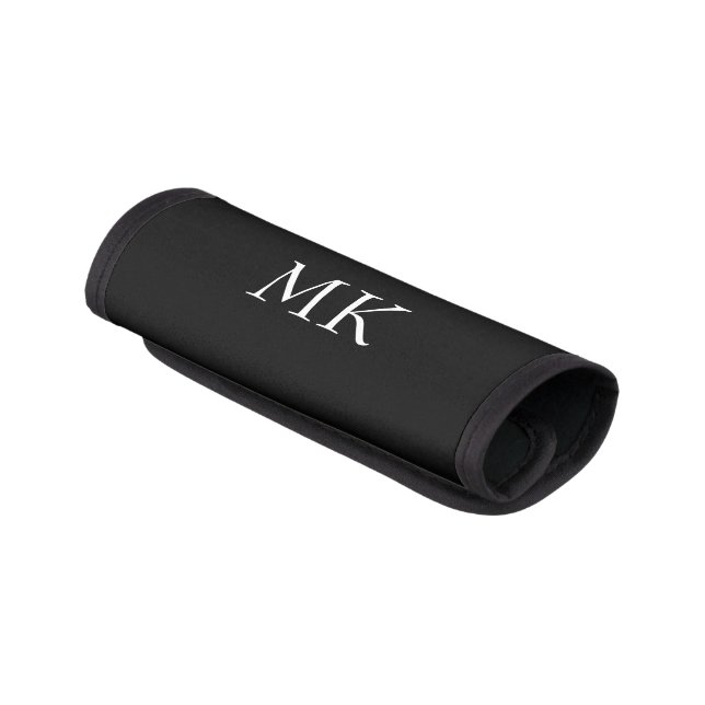 Black White Monogram  Luggage Handle Wrap (Angled)