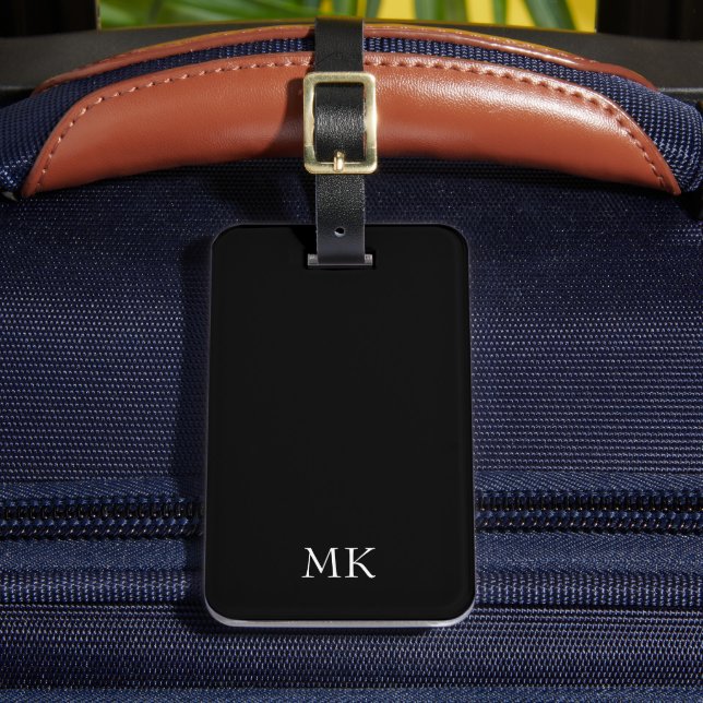 Black White Monogram  Luggage Tag (Front Insitu 2)