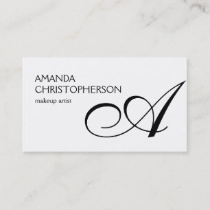 Black White Monogram Makeup Artist Business Card