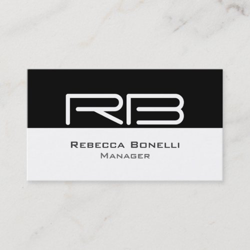 Black White Monogram Manager Business Card