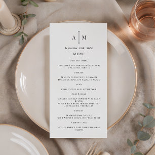 Black White Monogram Minimal Wedding Program