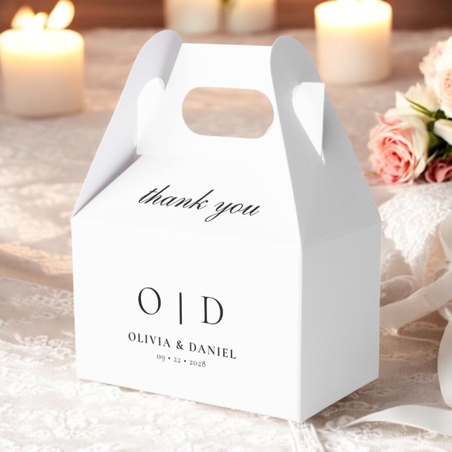 Black White Monogram Minimalist Modern Wedding Favor Boxes (Creator Uploaded)
