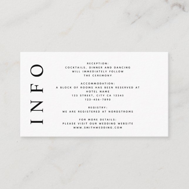 Black & White Monogram Minimalist Wedding Enclosure Card (Front)