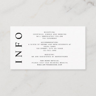 Black & White Monogram Minimalist Wedding Enclosure Card