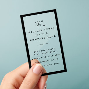 Black & White Monogram Modern Minimalist Clear Business Cards