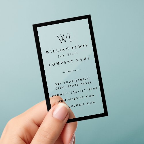 Black &amp; White Monogram Modern Minimalist  Clear Business Cards