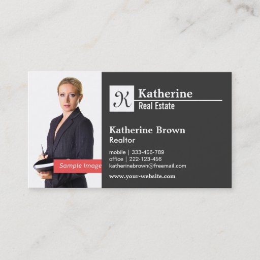 Customizable Black White Monogram Modern Minimalist Photo Business Card