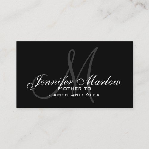 Black White Monogram Mommy Calling Card Business Card Templates