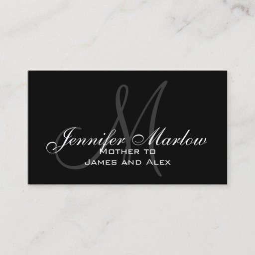 Customizable Black White Monogram Mommy Calling Card Business Card Templates