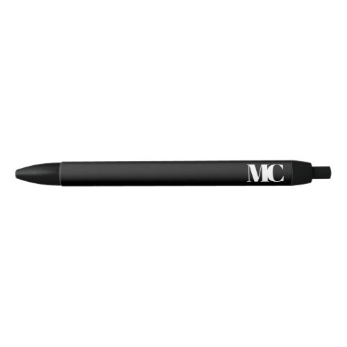 Black White Monogram Monogrammed Elegant Modern Black Ink Pen